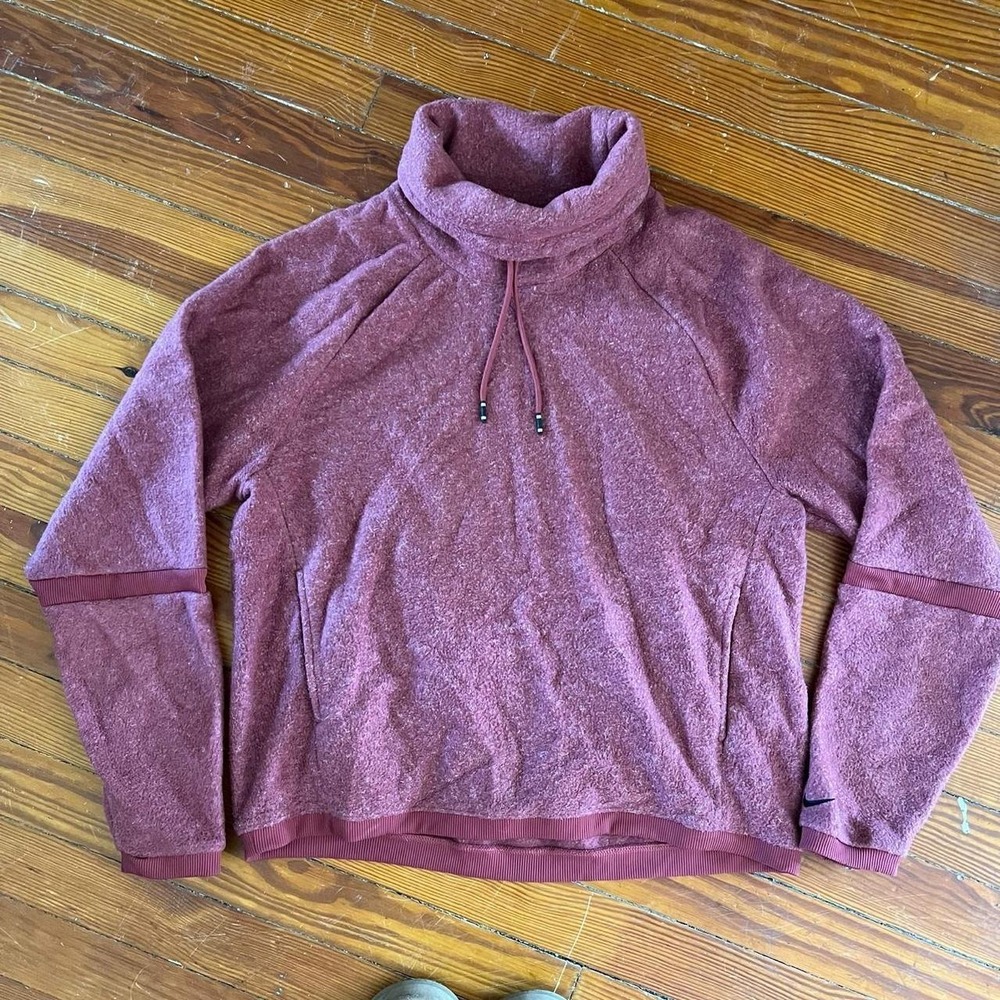 Nike Therma-FIT mauve cowl neck fleece pull-over sweater Size M